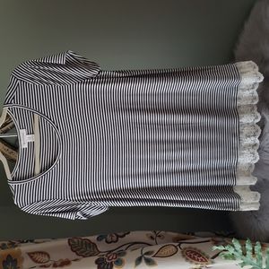 Motherhood Maternity Striped Lace Trimmed Top size Medium
